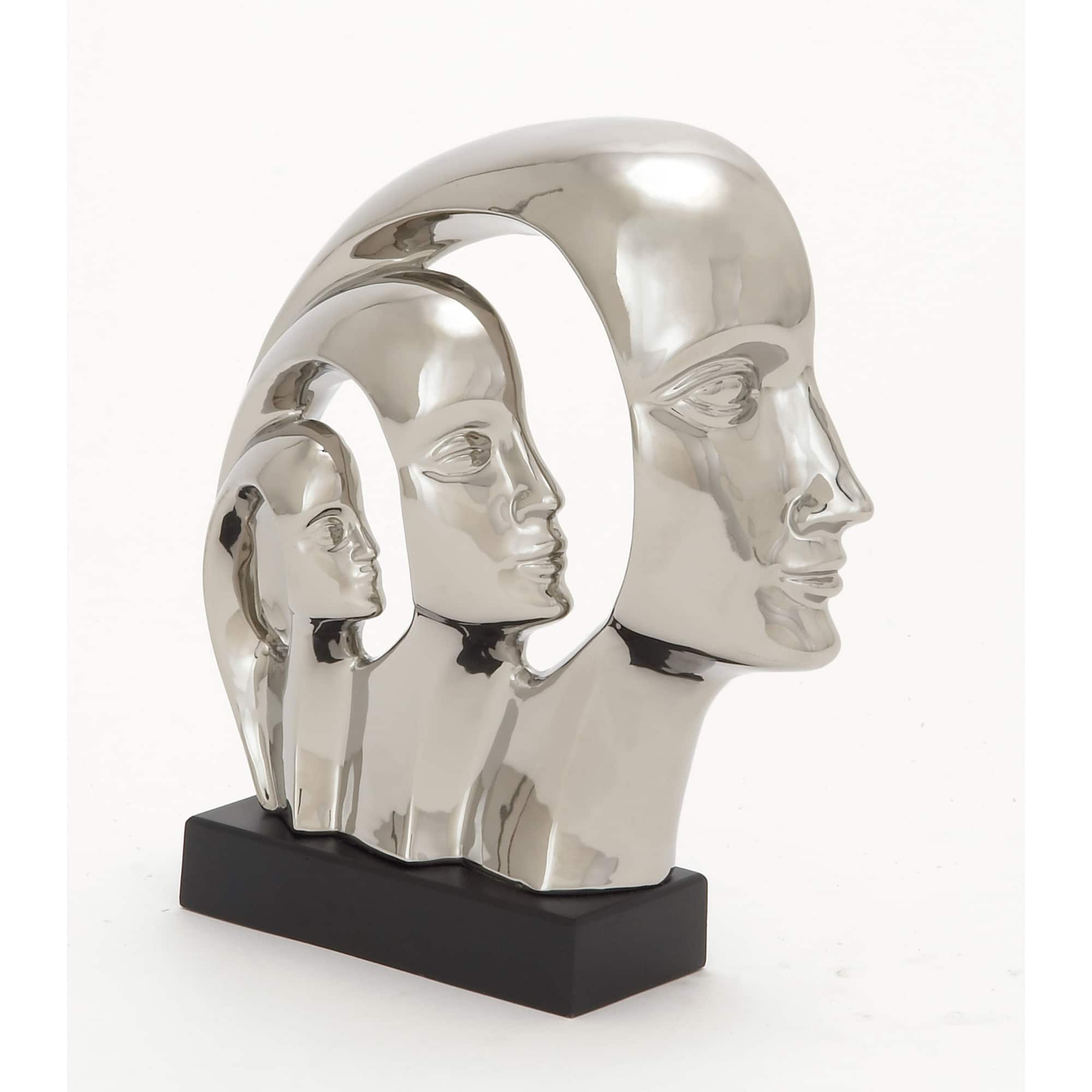 12" Silver Porcelain Contemporary Family Sculpture